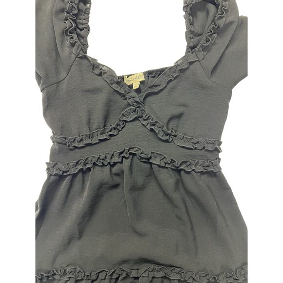 Black Ruffle Inspired Hearts Mini Dress Size Small Babydoll Whimsigoth Fairy - Picture 7 of 12
